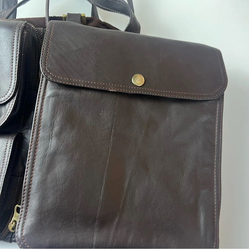 Vintage Men’s Brown Leather Convertible Travel Bag Briefcase Work Bag